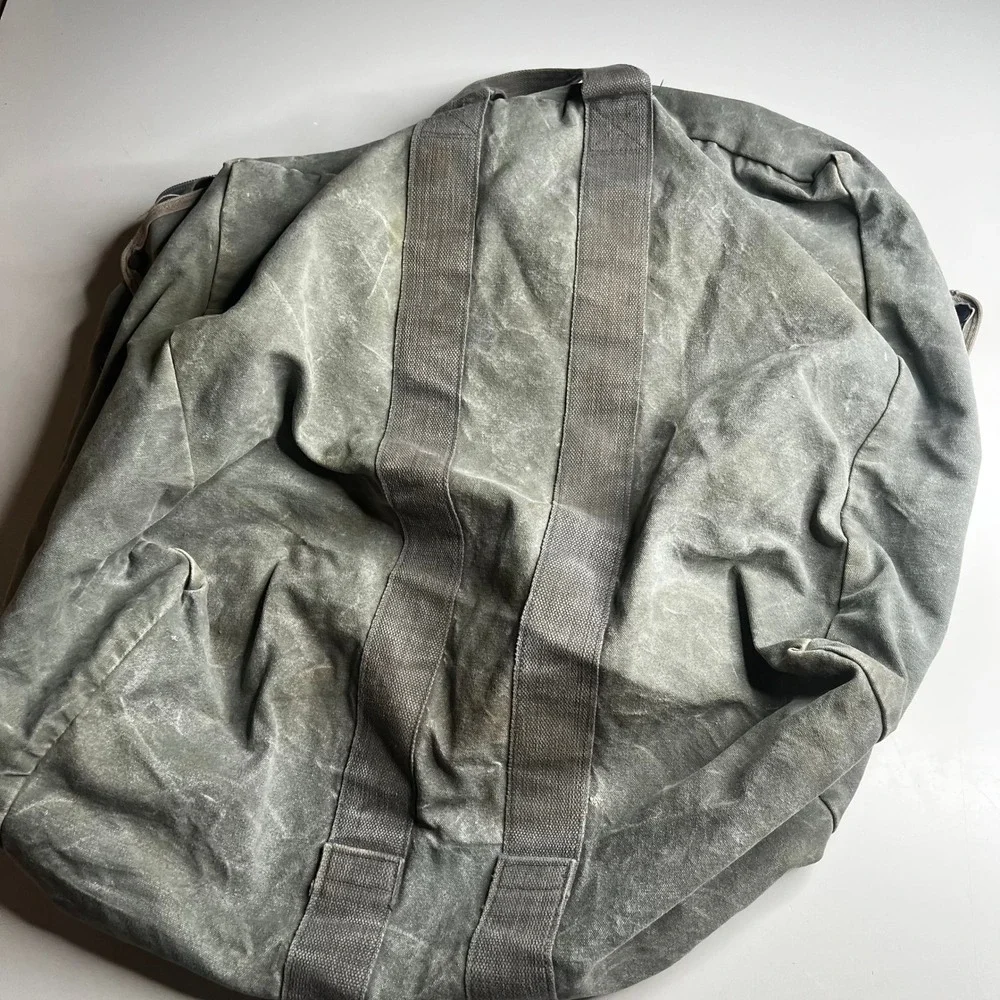 Vintage Waxed Canvas Flight Bag Military Style Duffel Olive Drab Large Utility